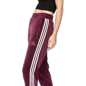 Adidas Orginals Burgundy Velour Track-pants size Medium